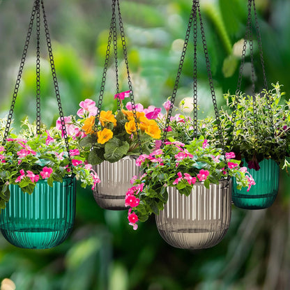 Maxcheck 4 Pcs Self Watering Hanging Planters Indoor Gift 6.5'' 4.5'' Hanging Flower Pots Baskets Outdoor Self Watering Plant with 3hooks Drainage Holes for Home