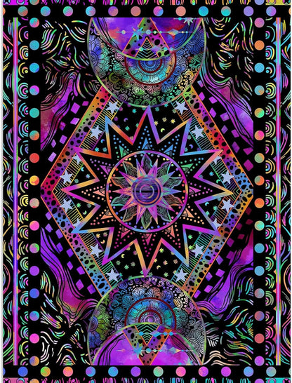 Fowocu Orange Sun and Moon Tapestry Wall Hanging, Indie Hippie Mandala Cool Wall Tapestries, Aesthetic Tapestry for Bedroom Living Room Dorm (Orange, 30'' × 40'')