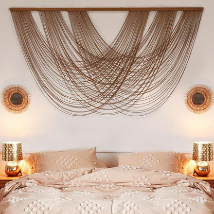 Flber Macrame Wall Hanging Boho Wall Decor Tapestry Dip Dyed Ombre Moss Green Handmade Wall Art Woven Cotton Rope Backdrop with for Bedroom Living Room, 57" W x 39" L