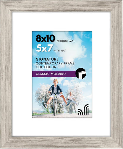 Americanflat 8x10 Picture Frame with Shatter-Resistant Glass - Use as 5x7 Frame with Mat or Display 8x10 Photo Without Mat - Signature Collection - Picture Frames for Tabletop and Wall Display - Black