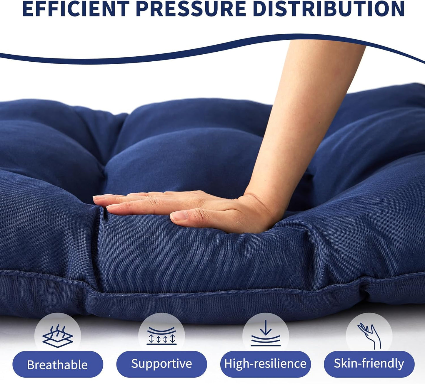 IPYNBAP Outdoor Bench Cushion, 48x18x5 Inch, Waterproof Bench Cushion for Outdoor/Indoor Furniture, Tufted Patio Bench Seat Cushion, Fade Resistant Outdoor Cushions for Porch Swing Couch, Navy Blue