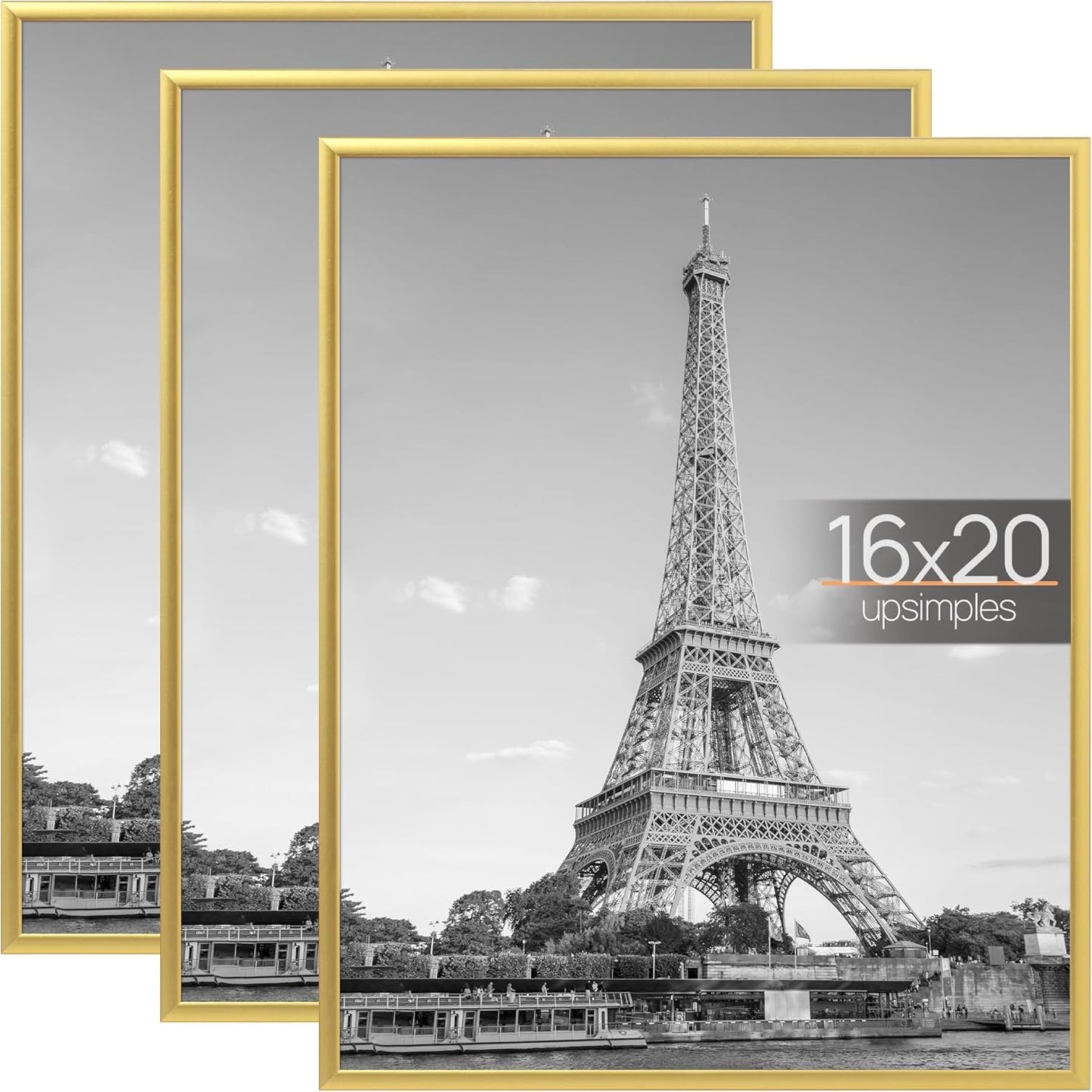 upsimples 24x36 Poster Frame Black 3 Pack, Scratch-Proof Picture Frames 24 x 36 for Photo Gallery - Slide-In Strips, Horizontal or Vertical Wall Mounting