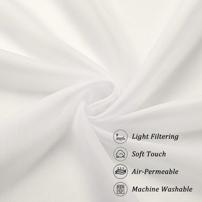 Chyhomenyc Sheer White Valances for Windows 2 Pack, Small Window Curtains for Living Room Bathroom Cafe Laundry Basement, Modern Top Dual Rod Pocket Voile Curtain, 42W x 14L inches, White - Colors C