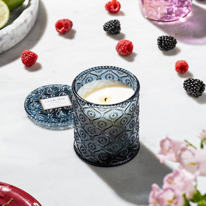 LA JOLIE MUSE Santal Rose Scented Candle – Saffron, Rose & Leather | 6 oz Natural Soy Wax | 40 Hours Clean Burn | Self Care Gifts for Women | Elegant Home Decor