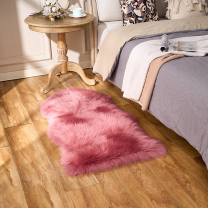 EasyJoy Ultra Soft Fluffy/Fuzzy Shaggy Area Rug Faux Fur Chair Cover Seat Pad for Bedroom Floor Sofa Living Room (2 x 6 ft Sheepskin, Beige)