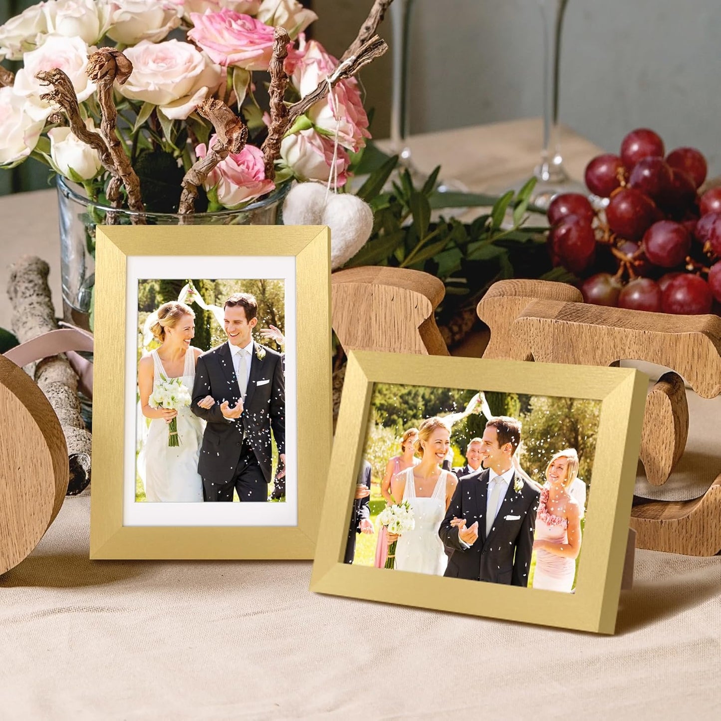 upsimples 8x10 Picture Frame, Display Pictures 5x7 with Mat or 8x10 Without Mat, Wall Hanging Photo Frame, Black, 1 Pack - Colors A