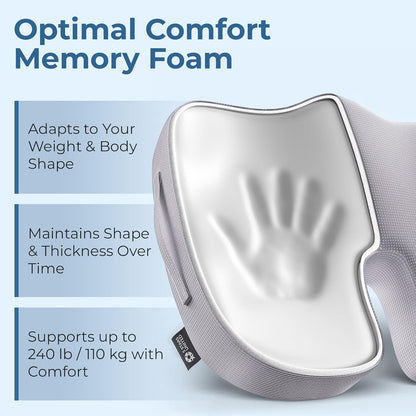 5 STARS UNITED Seat Cushion - Memory Foam Chair Cushion for Tailbone Pain Relief - Ergonomic Support for Coccyx, Sciatica & Butt - Office, Desk & Gaming Chair, Car Seat, Wheelchair, Airplane, Black