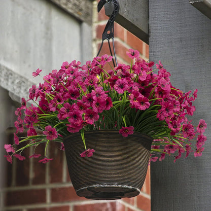 LikSoor 21 Bundles Artificial Outdoor UV Resistant Flowers No Fade Fake Outside Flowers Plastic Greenery Faux Shrubs Garden Porch Window Box Home Decoration(Purple)