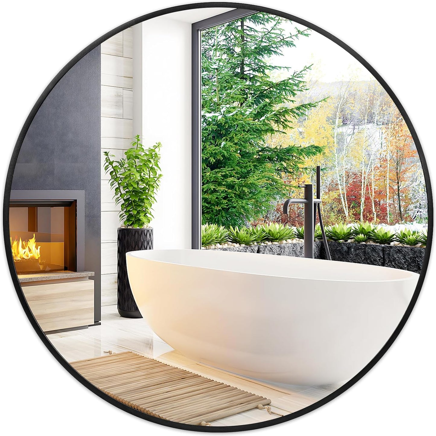 Fabuday Black Circle Mirror for Wall 20 inch - Round Mirrors for Bathroom, Entryway, Living Room, Hallway, Bedroom Decor, Small Matte Framed