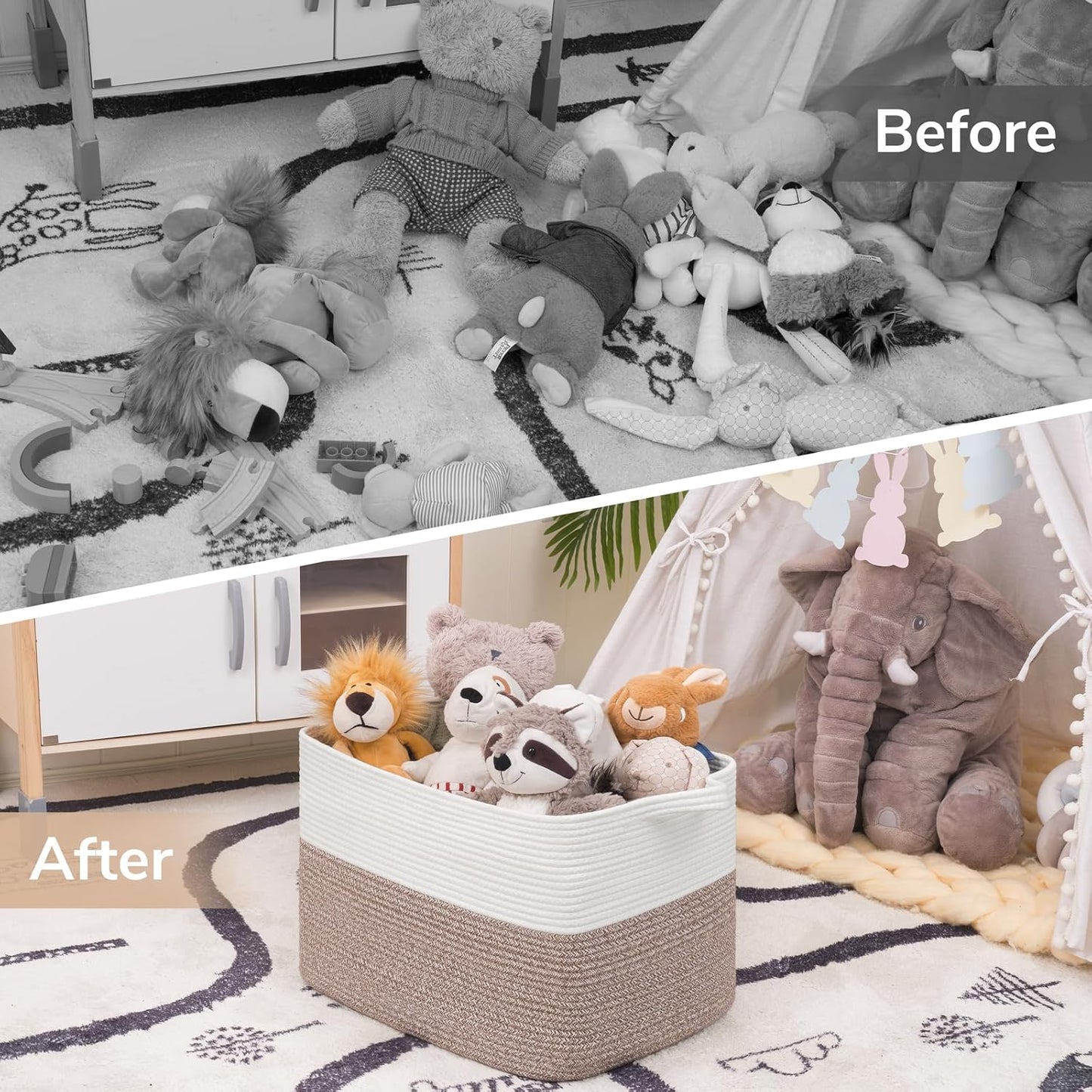 Goodpick Cube Storage Bins - Towel, Book, Cloth, Shoes, Closet Shelf Woven Baskets for Office, Baby Laundry, Toys, 13''x10''x9''