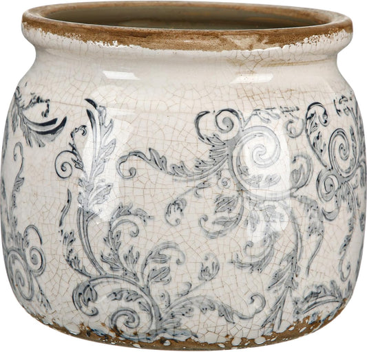 Vintage Planter Large Ceramic Plants Pot Beige Green Vintage Floral Ice Crack Cottage Scroll Vase Flower Vase Pot Indoor Plants Home Kitchen Decor Farmhouse Antique Decorative Gifts