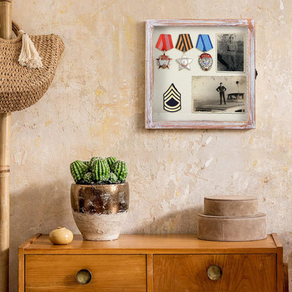 TJ.MOREE Shadow Box Frame 8 x 10 Shadowbox Display Case Picture Frame with Linen Back Memorabilia Bouquet Medals Military Photos Memory Box