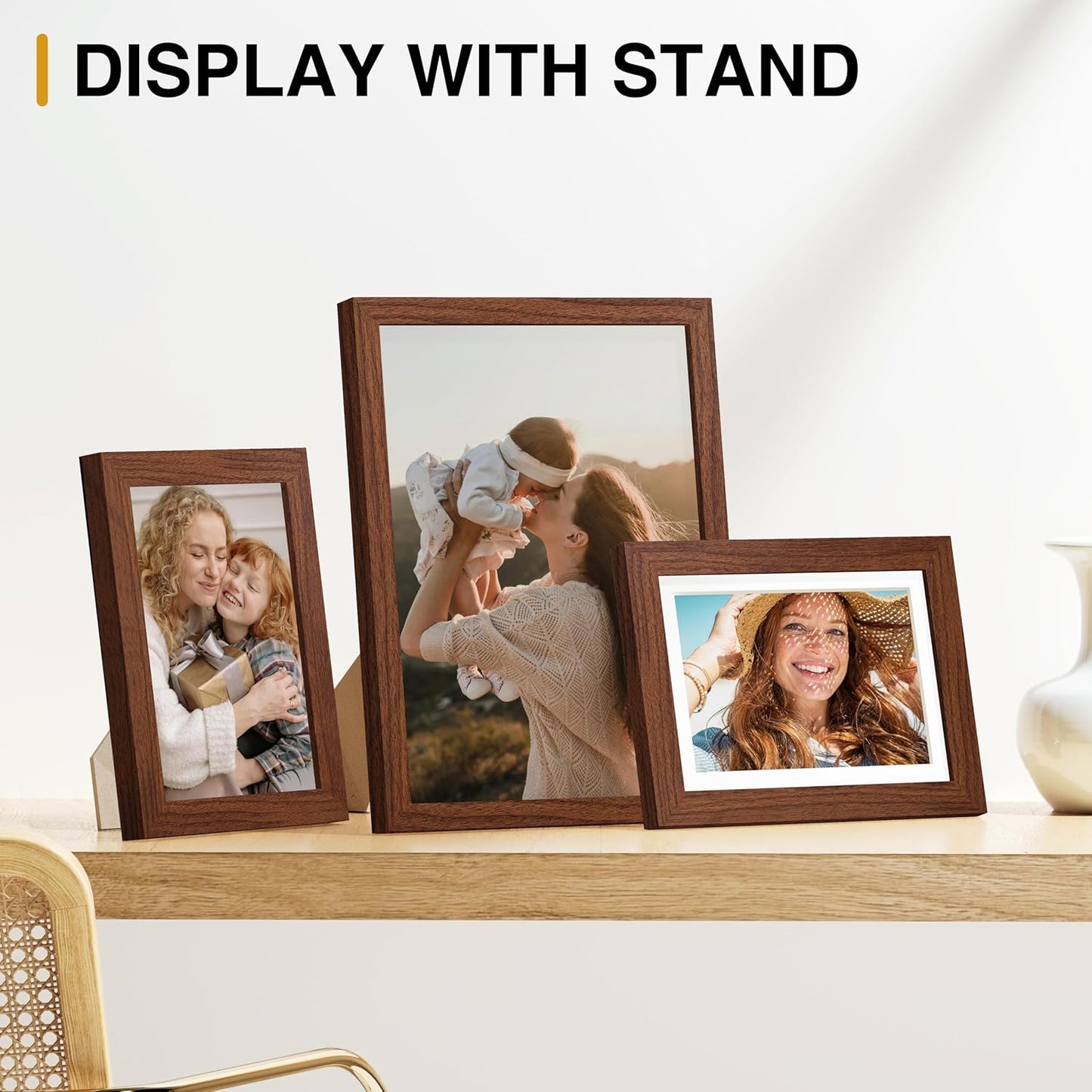 Vittanly 15 Pack Picture Frames Collage Wall Decor for Mounting or Tabletop Display, Gallery Frame Set for Family, Multi Sizes Including 3pcs 8x10, 6pcs 5x7, 6pcs 4x6, Black