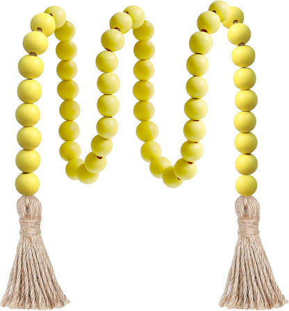Meplait 39in Wood Bead Garland Farmhouse with Tassels,Versatile Prayer Beads Boho Chic Wall Hanging Home Decor (Black)