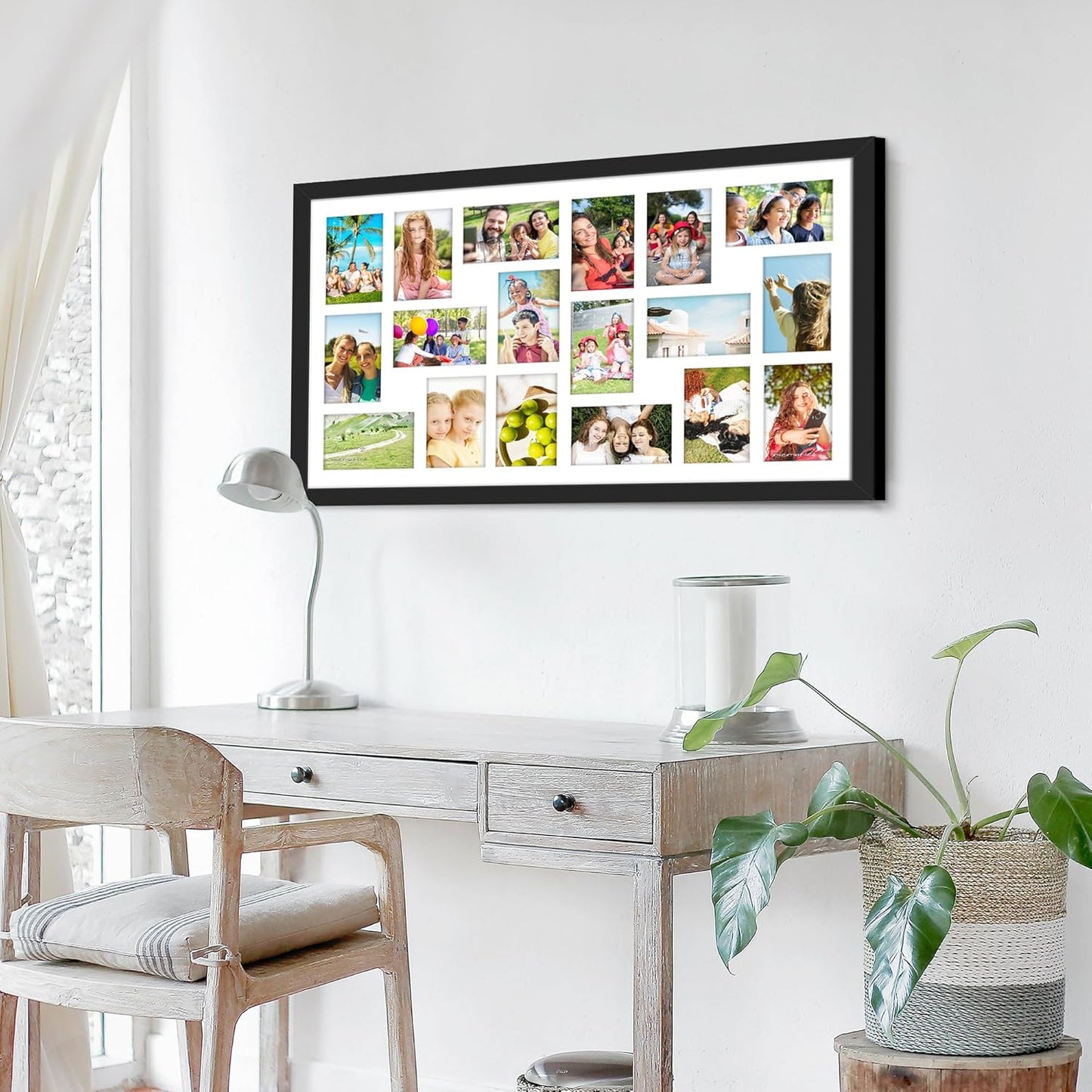 DUENPY 14x26 Collage Picture Frame 4x6 Collage Picture Frame Displays Twelve 4x6 inch Photos Available Horizontal Wall Mounting Display and Vertical Black - Colors B