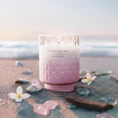 Chesapeake Bay, 11oz Marine Drift Scented Candle, Mood Evoking Fragrance, Textured Sea Glass-Inspired Jar, Premium Soy Blend Wax with Essential Oils, Coastal Fragrance for Home Décor or Gifting