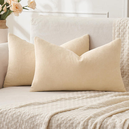 MIULEE Olive Green Couch Pillow Covers 18x18 Inch, Set of 2 Soft Chenille Decorative Square Throw Pillow Covers Farmhouse for Sofa Living Room Bed