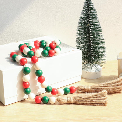 Meplait Wood Bead Garland, 39in Farmhouse Beads with Tassels for Tiered Tray Decor