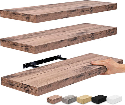 Sorbus Floating Shelves for Wall - 24" Bathroom Shelves, Wall Decor for Bedroom, Kitchen, Living Room, Home Decor & Book Storage - Mounted Floating Shelf with Invisible Brackets (White, 2 Pack)