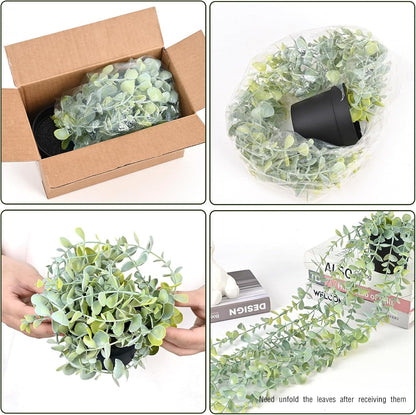 Waipfaru 4Pcs Fake Hanging Plants 2.7ft Fake Plants Eucalyptus Leaves UV Resistant Fake Vines Ivy Artificial Plants Outdoor Faux Plants Indoor Bedroom Living Room Boho Wall Porch Shelf Decor