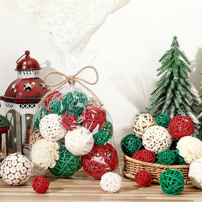 Riceshoot 2 Pack Decorative Balls Potpourri Bowl Filler Decor Natural Vase Bowl Filler Assorted Spherical Rattan Twigs Wicker Balls Cotton for Home Centerpiece(White)