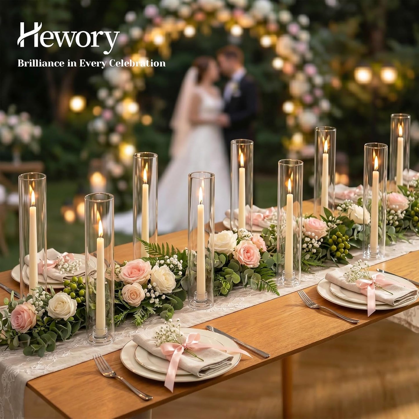 Hewory Hurricane Glass Candlestick Holders: 24PCS Clear Taper Candle Holders for Candlesticks with Windproof Design Ideal for Event Organizers for Table Centerpieces Weddings Christmas Home Decor