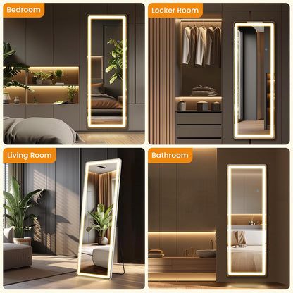 Mirror Full Length, Upgraded 16"x59" Body Wall Mirrors with Shatter-Proof Glass, Floor Standing, Hanging or Leaning, Tall Mirror with Stand Aluminum Alloy Frame for Bedroom Cloakroom