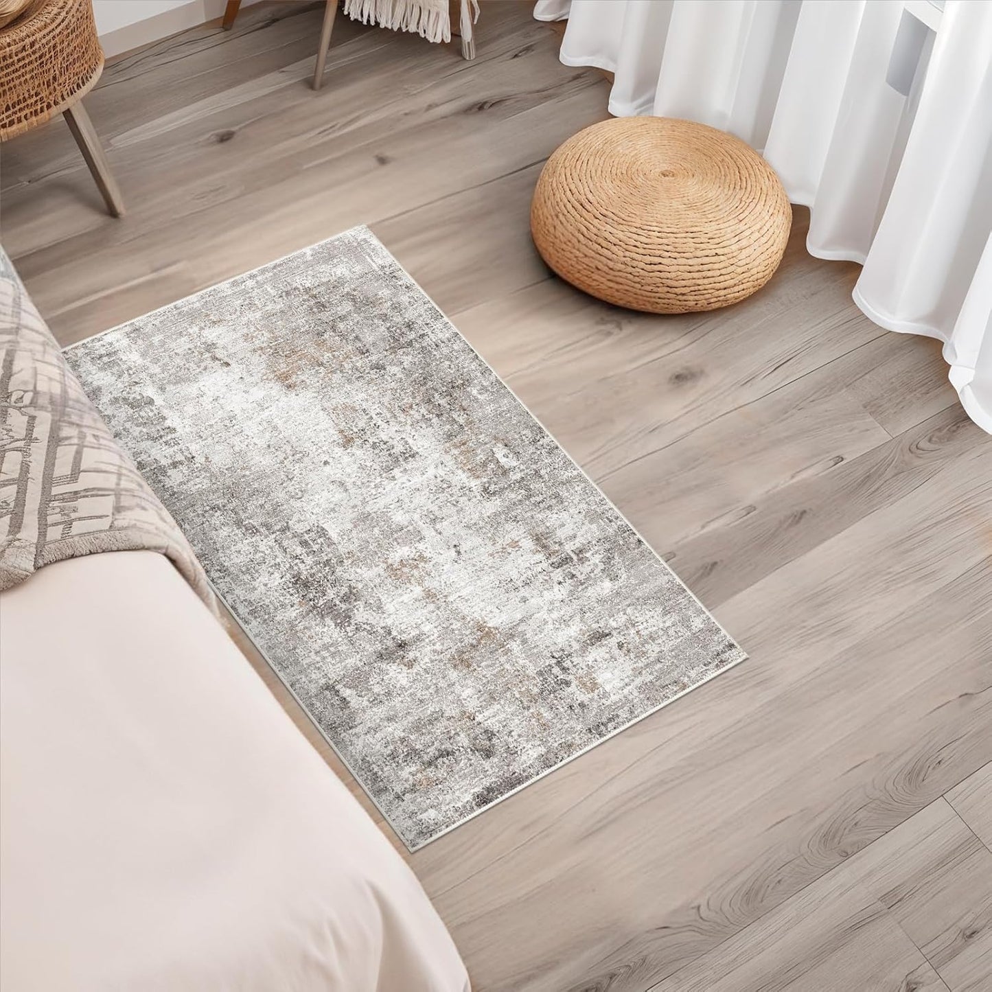 2x3 Washable Non-Slip Area Rug - Soft Low Pile Throw Rug for Kitchen Entryway Bedroom - Modern Indoor Door Mat with Rubber Backing (Beige Grey) - Colors A