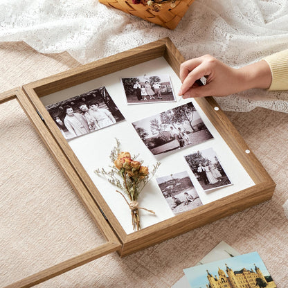 8x10 Deep Shadow Box Picture Frame Display Case with Linen Back and Stand,Real Glass Black Shadow Memory Box Frame 8x10 for Flower Baby Pet Wedding Photo Art Craft Memorial Wall Decor Gift