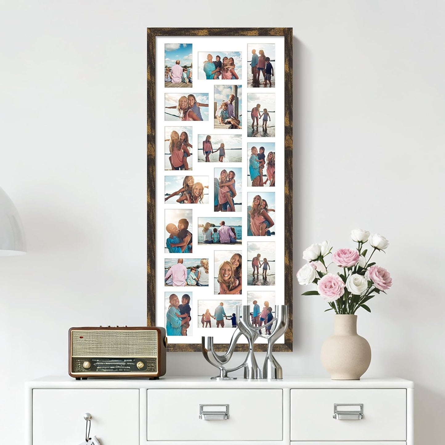 DUENPY 14x26 Collage Picture Frame 4x6 Collage Picture Frame Displays Twelve 4x6 inch Photos Available Horizontal Wall Mounting Display and Vertical Black - Colors A