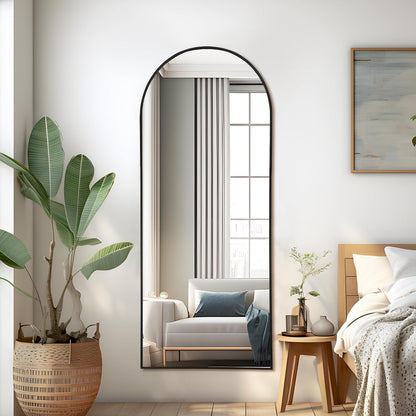 NicBex Full Length Mirror with Stand, 56"x19" Aluminum Alloy Frame Floor Mirror, Black, Shatter-Proof Glass - Free Standing, Leaning Against Wall or Wall-Mounted, for Bedroom Living Room Dressing Room