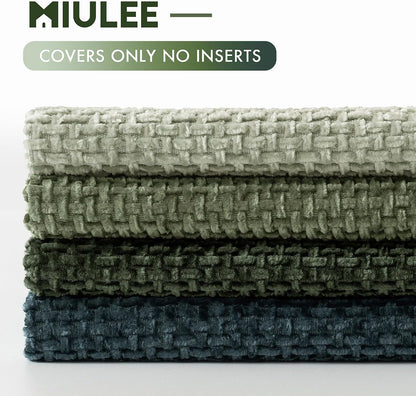 MIULEE Pack of 4 Couch Throw Pillow Covers 18x18 Inch Neutral Soft Decorative Chenille Pillow Covers Farmhouse Boho Cushion Covers for Mid Century Modern Spring Home Decor Sofa Bedroom Living Room
