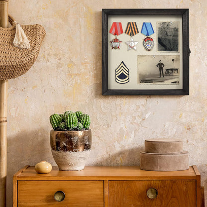 TJ.MOREE Shadow Box Frame 8 x 10 Shadowbox Display Case Picture Frame with Linen Back Memorabilia Bouquet Medals Military Photos Memory Box