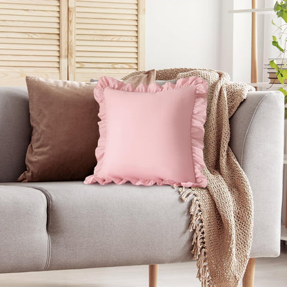 KKJIAF Ruffle Pillow Cases 26x26 Inches, White Square Ruffled Pillow Covers Set of 2, Microfiber Wrinkle Resistant Pillow Shams with Envelope Closure for Sofa Bed Living Room
