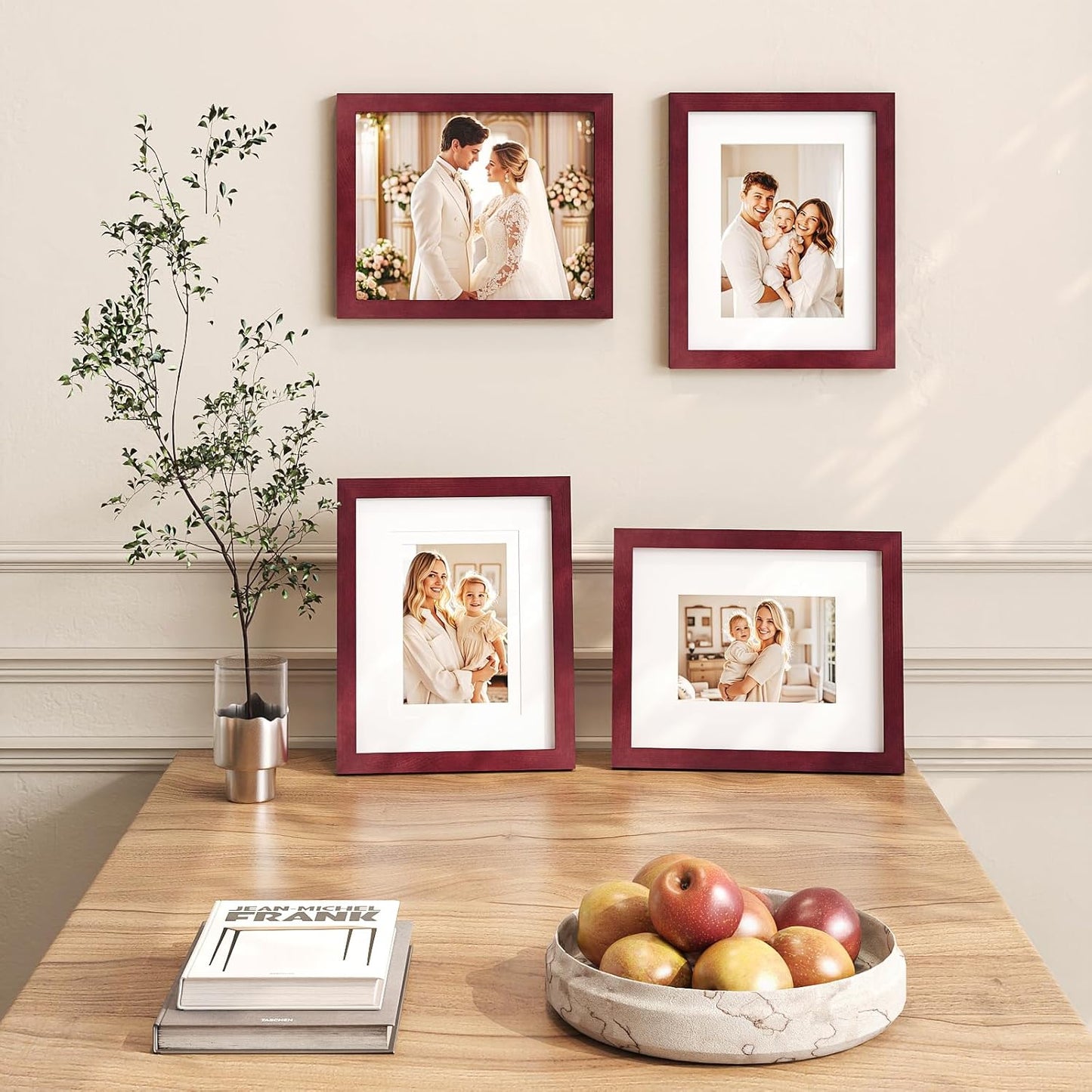 Egofine 12x16 Picture Frame Black, Covered by Plexiglass Made of Solid Wood, Display Pictures 9x12 and 11x14 with Mat or 12x16 Without Mat, for Wall Mounting Photo Frame - Colors A
