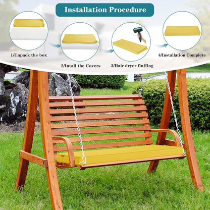Outdoor Bench Cushions 48 x 18 Inch Thick Waterproof Porch Swing Cushions with Tie Patio Furniture Chair Cushion Bench Pad 5 Year Color Fastness Backyard Seat Pads Navy
