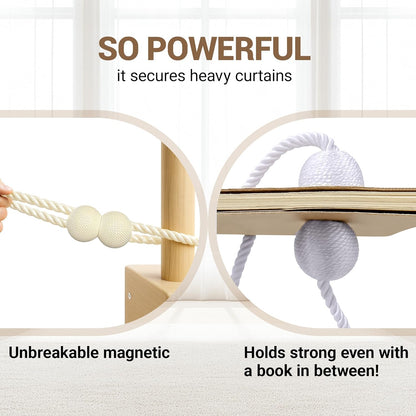Hion Magnetic Curtain Tiebacks Black 2pcs, Curtain Tiebacks Buckles Holdbacks Holders Hooks Clip for Home Outdoor Bedroom Office Decorative Curtain