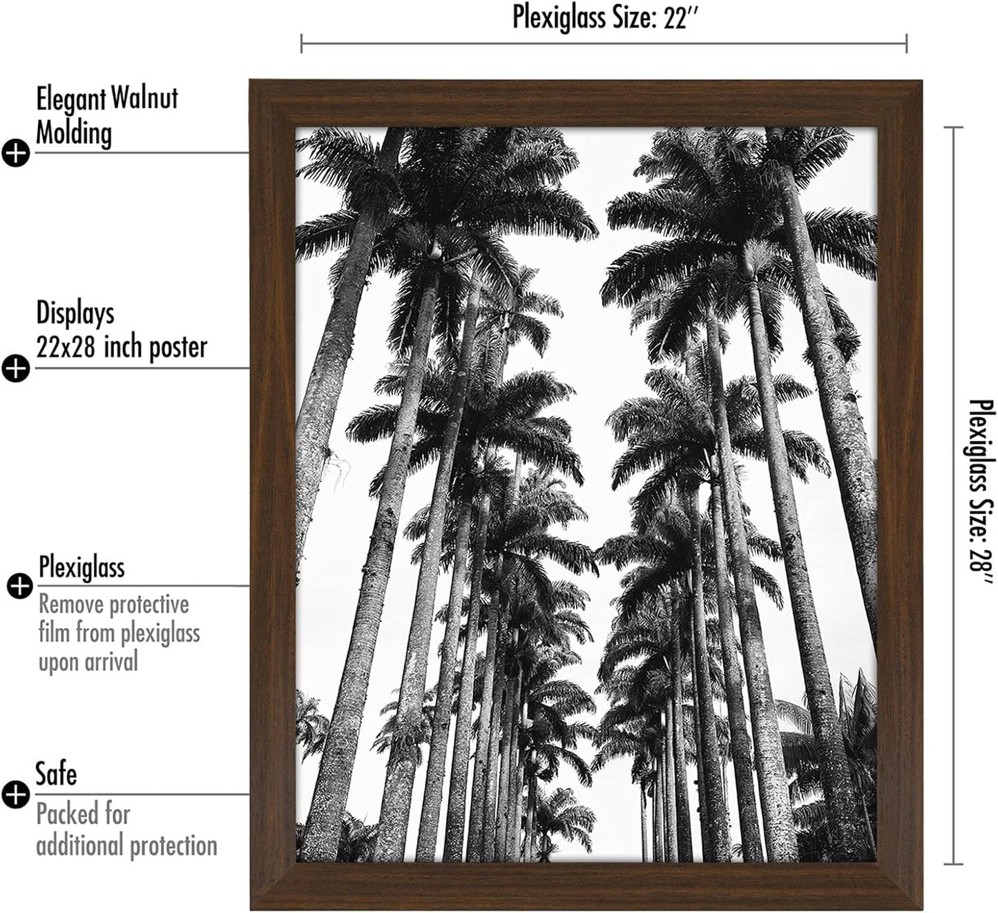 Americanflat 16x20 Picture Frame with Polished Plexiglass - Black Picture Frame - Wide Photo Frames Made of Engineered Wood for Vertical or Horizontal Wall Display - Epic Collection - Black - Colors A