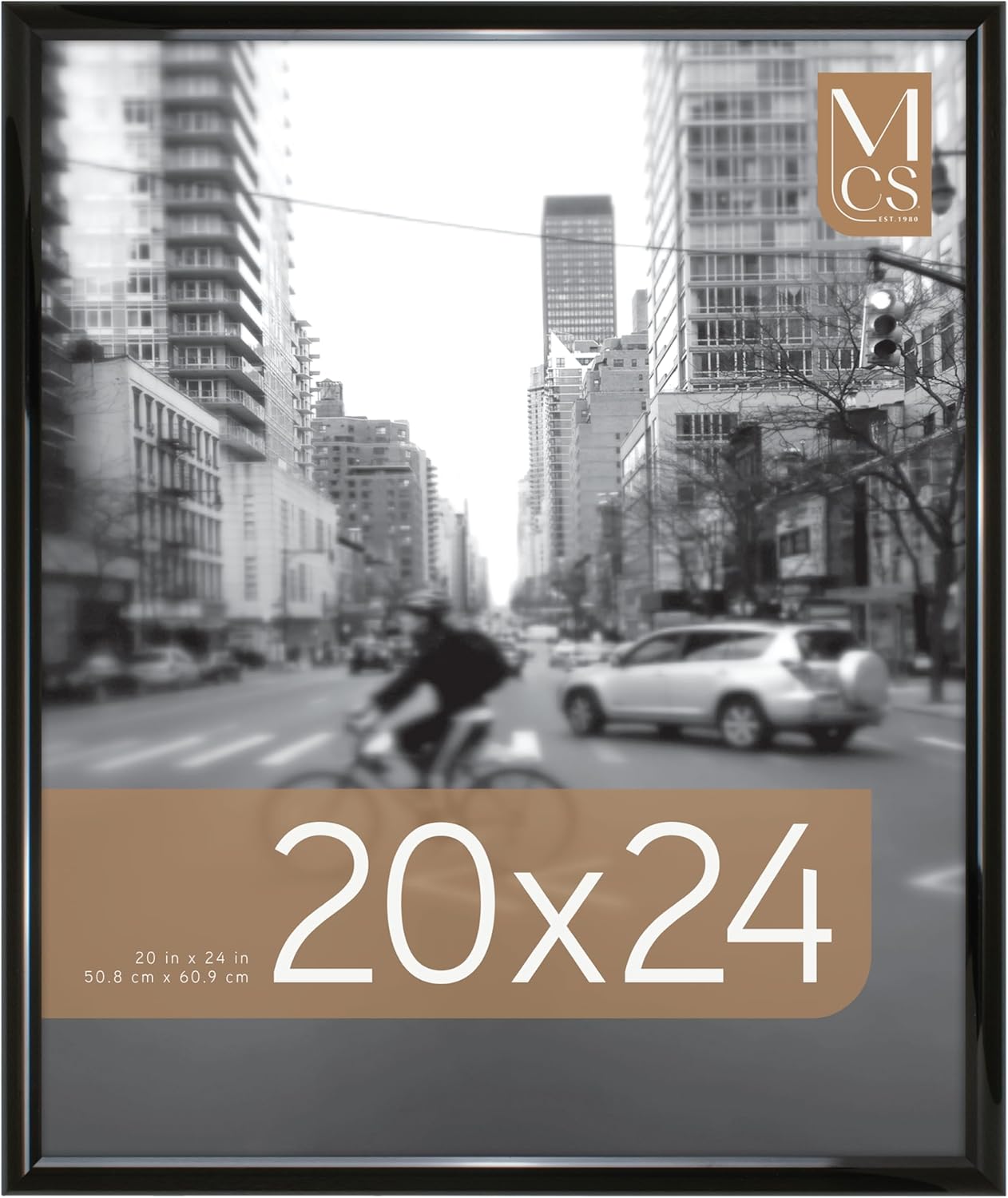MCS Trendsetter 24x36 Poster Frame Black High-Gloss, Vertical & Horizontal Wall Hanging Large Picture Frame for Photos, Posters & Art Prints (1-Pack)