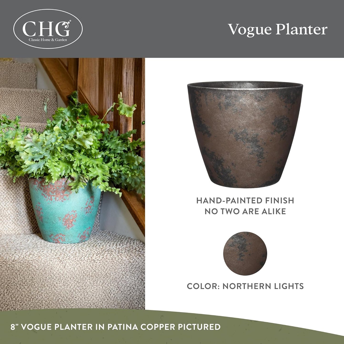 Classic Home and Garden Premiere Collection Planter, Vogue 8", Indigo