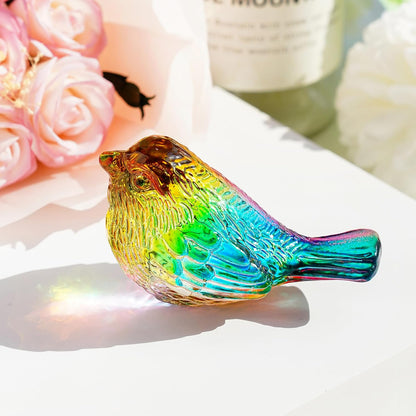 H&D HYALINE & DORA Blue Glass Bird Figurines Bird Gifts for Bird Lovers Women Crystal Glass Animal Figurine Collectible for Home Shelf Decor