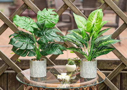 Der Rose 2 Pack Fake Plants Artificial Tropical Faux Plants Indoor for Office Desk Home Sage Green Decor