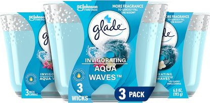 Glade 3-Wick Scented Candle Jar, Apple Cinnamon, Air Freshener Infused with Essential Oils, 6.8 Oz, 3 Count