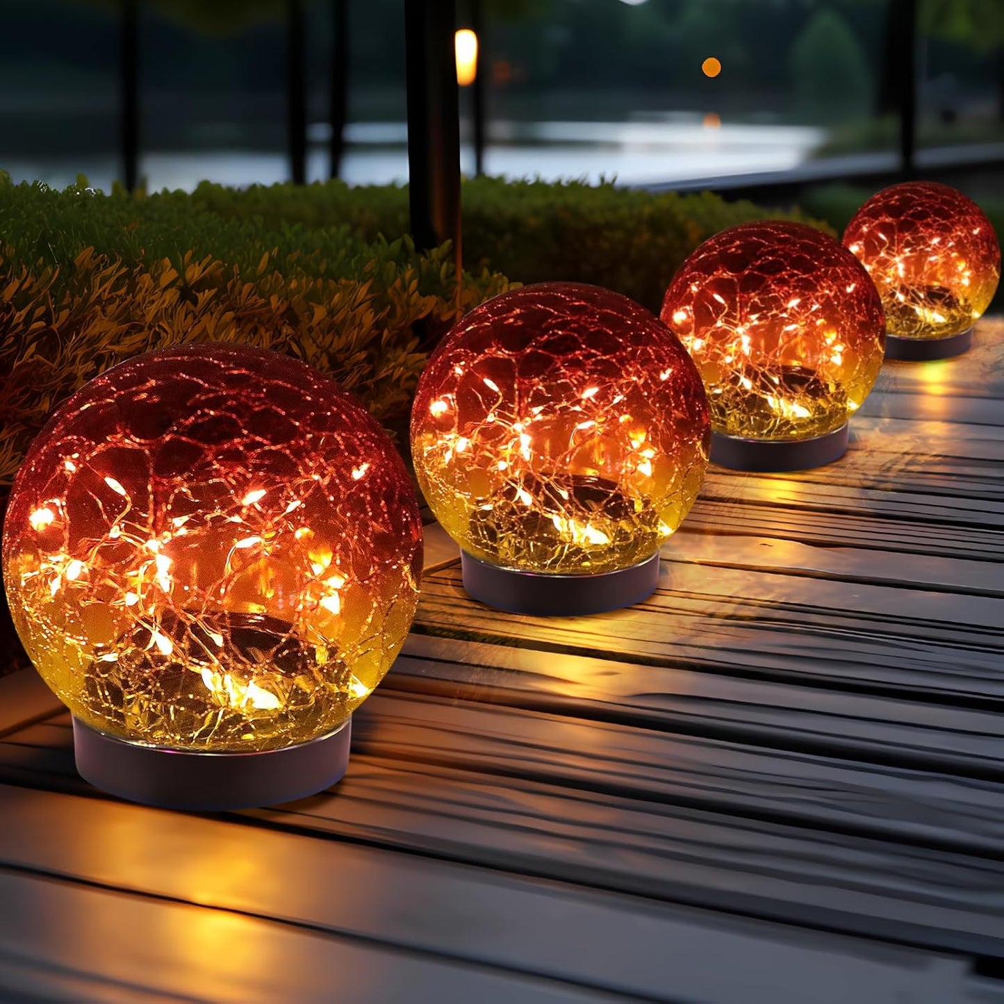 JKIMK Solar Globe Lights Outdoor Waterproof - Cracked Glass Ball Lights for Garden, Patio, Yard, Lawn and Backyard Decor - Solar Orbs for Outside Decorations