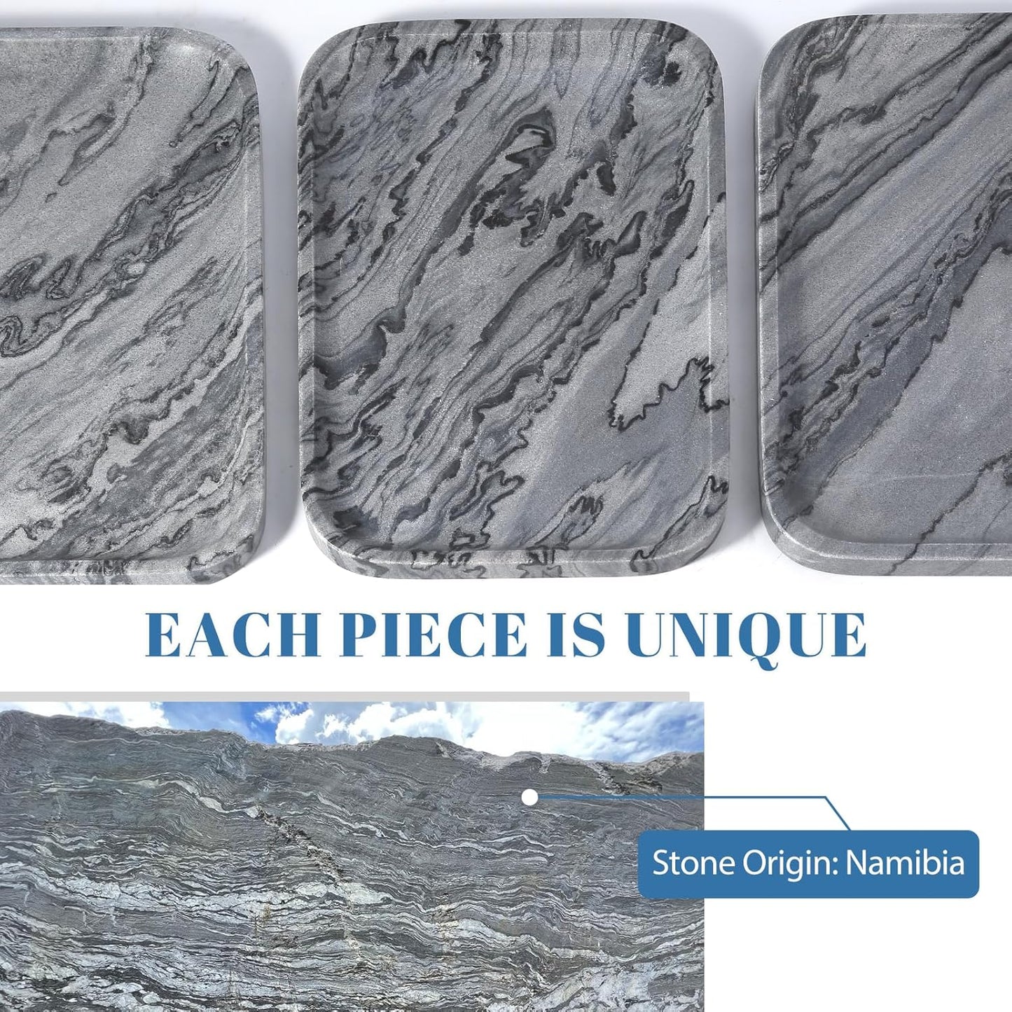 Koville Romano Travertine Tray, 12"x8" Natural Stone Vanity Tray for Countertop Bathroom Kitchen Dresser, Decorative Marble Catchall Trays for Perfume Jewelry, Rectangular Serving Tray(Beige)