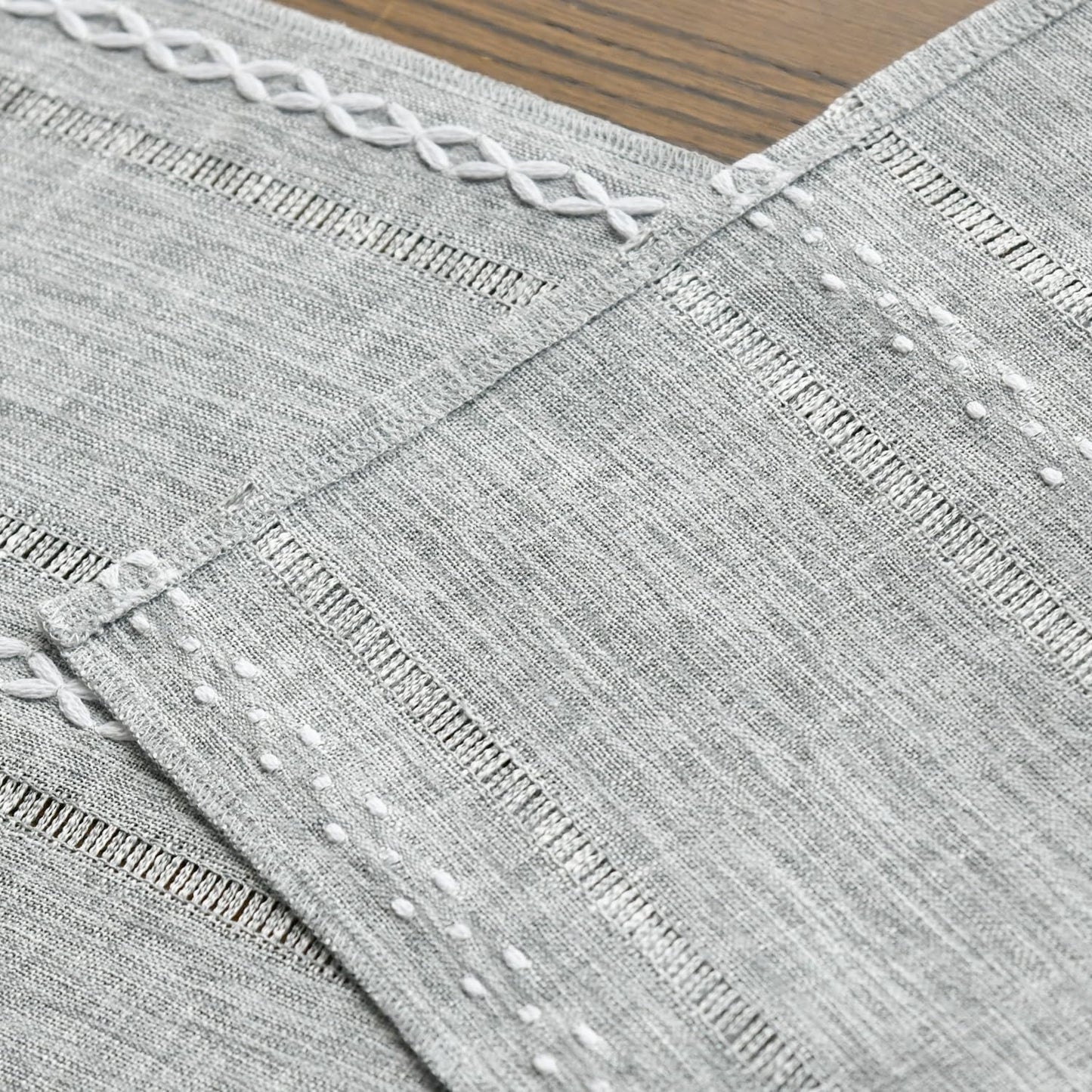 Artoid Mode Beige Rustic Cotton Linen Table Runner, Seasonal Embroidered Hollow Kitchen Dining Table Decoration for Home Party Decor 13x72 Inch