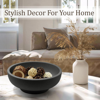 LIN CHUAN Large Decorative Bowl, Fruit Bowl for Kitchen Counter, Modern Resin Bowl for Home Decor, Key Holder for Entry Table, Sand Beige