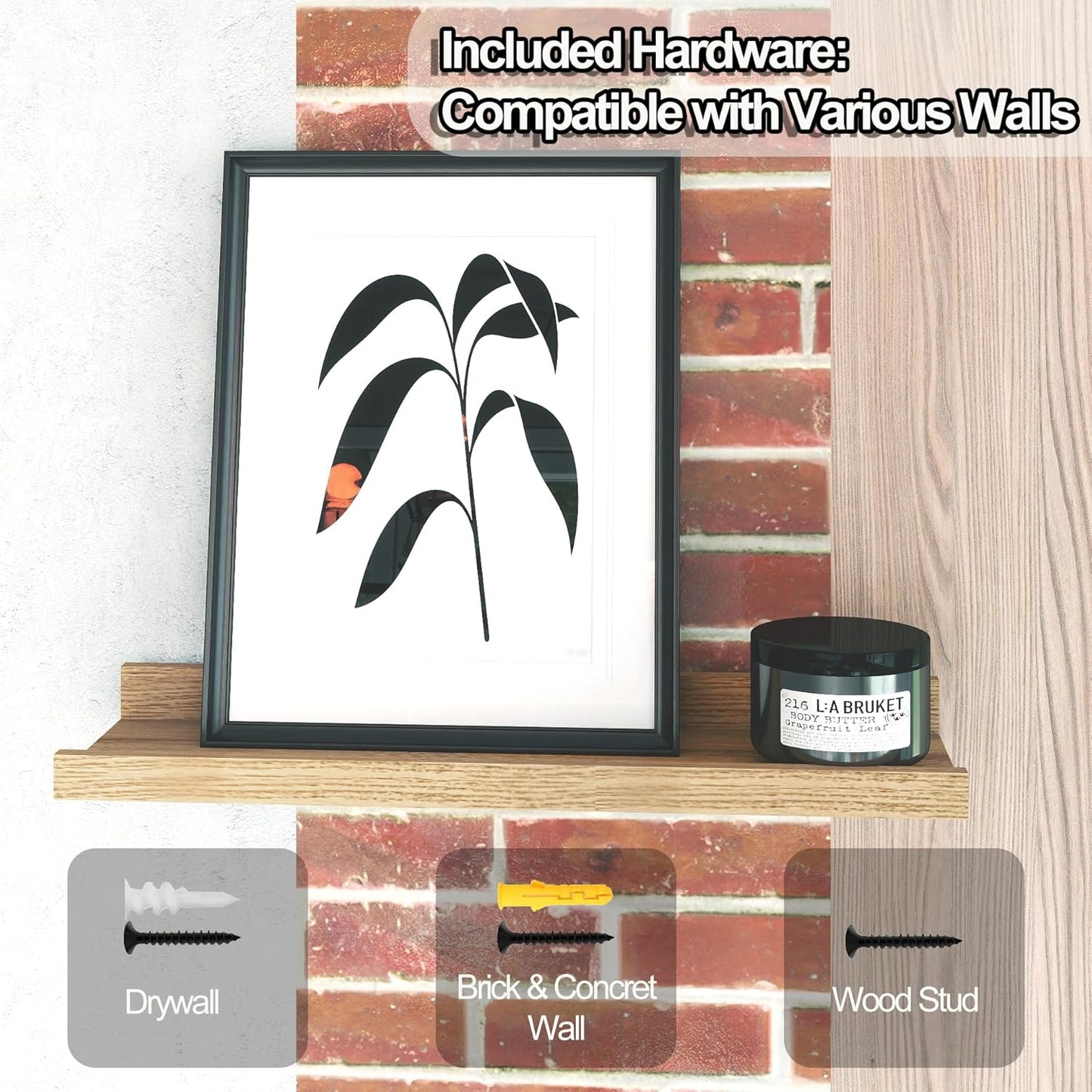 White Floating Shelves for Wall Decor, Wall Mounted Wood Storage Shelf for Bedroom, Living Room, Bathroom, Kitchen, Nursery, Display Picture Ledge Shelf with Lip Set of 2-14 Inches, White