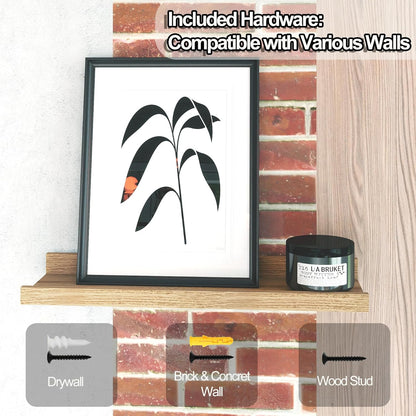 White Floating Shelves for Wall Decor, Wall Mounted Wood Storage Shelf for Bedroom, Living Room, Bathroom, Kitchen, Nursery, Display Picture Ledge Shelf with Lip Set of 2-14 Inches, White