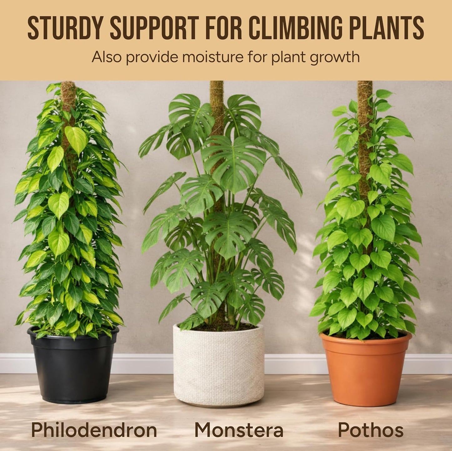 Craft911 Moss Pole Monstera Plant Support – 2 Pack 28” Bendable Moss Pole Monstera Plant Support, Plant Stakes for Indoor Plants, Tall Plant Sticks Support for Climbing Plants